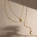 Flat lay κολιέ sun moon lariat — Celestial Steel